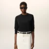 Pull à col rond en laine noire avec motif Ami de Coeur contrasté