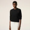 Pull à col rond en laine noire avec motif Ami de Coeur contrasté