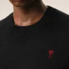 Pull à col rond en laine noire avec motif Ami de Coeur contrasté