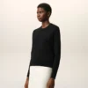 Pull à col rond en laine noire avec motif Ami de Coeur contrasté
