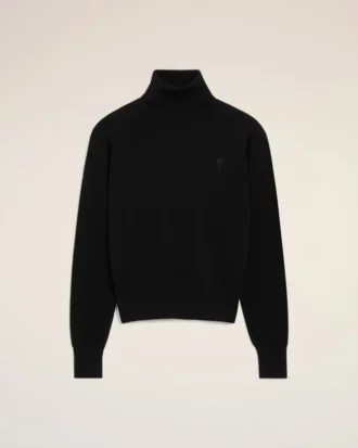 Pull à col roulé Ami de Coeur en laine noire