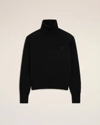 Pull à col roulé Ami de Coeur en laine noire