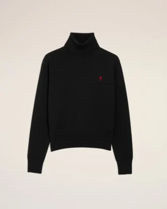 Pull à col roulé Ami de Coeur en laine noire