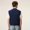 Pull sans manches Ami de Coeur en laine et coton bleu