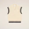 Pull sans manches Ami de Coeur Sweater en laine côtelée blanche