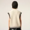 Pull sans manches Ami de Coeur Sweater en laine côtelée blanche