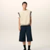 Pull sans manches Ami de Coeur Sweater en laine côtelée blanche