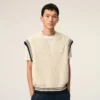 Pull sans manches Ami de Coeur Sweater en laine côtelée blanche