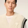 Pull sans manches Ami de Coeur Sweater en laine côtelée blanche