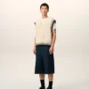 Pull sans manches Ami de Coeur Sweater en laine côtelée blanche