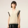 Pull sans manches Ami de Coeur Sweater en laine côtelée blanche