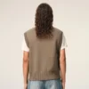 Pull sans manches Ami de Coeur Sweater en laine et coton beige