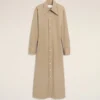 Robe chemise ajustée en coton beige