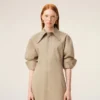 Robe chemise ajustée en coton beige