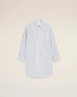 Robe chemise ample Ami de Coeur en coton rayé blanc