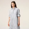 Robe chemise ample Ami de Coeur en coton rayé blanc