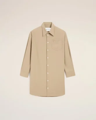 Robe chemise ample Ami de Coeur en laine vierge beige