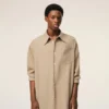 Robe chemise ample Ami de Coeur en laine vierge beige