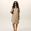 Robe chemise ample Ami de Coeur en laine vierge beige