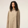 Robe chemise ample Ami de Coeur en laine vierge beige