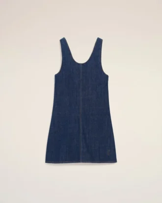 Robe courte à bretelles en coton bleu