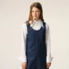 Robe courte à bretelles en coton bleu