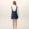 Robe courte à bretelles en coton bleu
