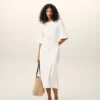 Robe longue ajustée en coton blanc