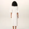 Robe longue ajustée en coton blanc
