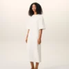 Robe longue ajustée en coton blanc