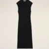 Robe longue ajustée sans manches en jersey noir