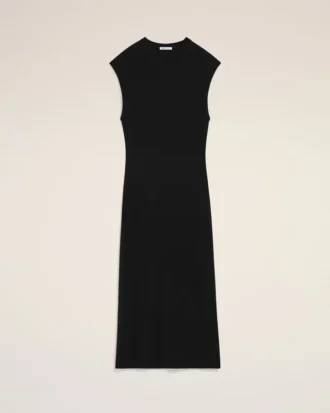 Robe longue ajustée sans manches en jersey noir