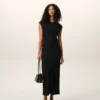 Robe longue ajustée sans manches en jersey noir