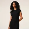Robe longue ajustée sans manches en jersey noir