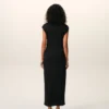 Robe longue ajustée sans manches en jersey noir