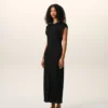 Robe longue ajustée sans manches en jersey noir