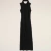 Robe longue à col lavallière en jersey noir
