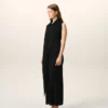 Robe longue à col lavallière en jersey noir