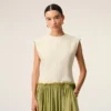 Robe mi-longue bicolore en laine vierge blanche et verte