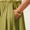Robe mi-longue bicolore en laine vierge blanche et verte