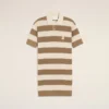 Robe polo en coton blanc et marron Patch Ami de Coeur