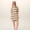 Robe polo en coton blanc et marron Patch Ami de Coeur