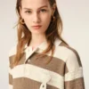 Robe polo en coton blanc et marron Patch Ami de Coeur