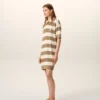 Robe polo en coton blanc et marron Patch Ami de Coeur