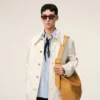 Sac à bandoulière Etienne en cuir Taurillon jaune