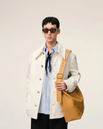 Sac à bandoulière Etienne en cuir Taurillon jaune