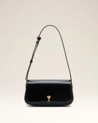Sac à bandoulière Paris Paris en cuir de vache noir