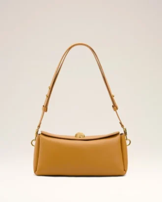 Sac Carrousel en cuir de vachette jaune