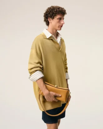 Sac Carrousel en cuir de vachette jaune