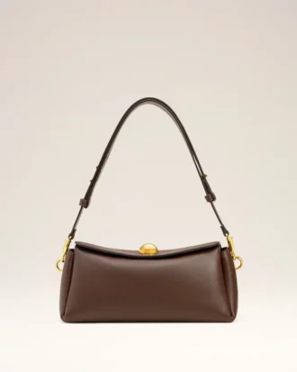 Sac Carrousel en cuir lisse marron